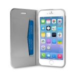 Puro Booklet - кожен флип калъф и стойка за iPhone 6 Plus, iPhone 6S Plus (сребрист) 1
