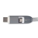 4smarts MultiCord Car Charger MicroUSB + USB-C - зарядно за кола с кабел за microUSB и USB-C стандарти (бял-сив) 1