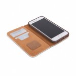 Moshi Overture Flip Wallet Case - кожен/текстилен калъф, тип портфейл и поставка за iPhone 8, iPhone 7 (бежов) 2