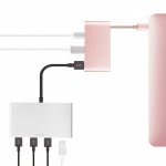 Moshi USB-C Multiport Adapter - адаптер за свързване от USB-C към HDMI 4K, USB-C, USB-A (розово злато) 6