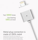 WSKEN Magnetic X-cable Cable - кабел с 2 магнитни конектори за Apple продукти с Lightning (сребрист) 1