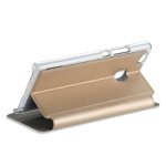 4smarts Supremo Book Flip Case - кожен калъф с поставка и отделение за кр. карта за Huawei P9 Lite (златист) 2