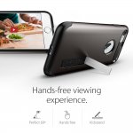 Spigen Slim Armor Case - хибриден кейс с поставка и най-висока степен на защита за iPhone 8, iPhone 7 (тъмносив) 7