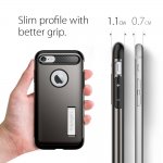 Spigen Slim Armor Case - хибриден кейс с поставка и най-висока степен на защита за iPhone 8, iPhone 7 (тъмносив) 4
