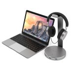 Satechi Aluminium Headphone Stand - дизайнерска алуминиева поставка за слушалки с USB изходи (тъмносива) 3
