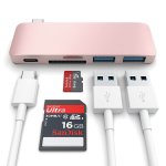 Satechi USB-C Pass Through USB Hub - мултифункционален хъб за свързване на допълнителна периферия за компютри с USB-C (розово злато) 1
