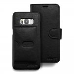 Prodigee Wallegee+ Case - кожен калъф, тип портфейл с отделящ се кейс и поставка за Samsung Galaxy S8 Plus (черен) 3