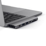 Satechi USB-C Pro USB Hub - мултифункционален хъб за свързване на допълнителна периферия за MacBook Pro (тъмносив) 3
