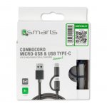 4smarts ComboCord MicroUSB + USB-C cable - плетен качествен кабел за microUSB и USB-C стандарти 100 см. (сив) 3