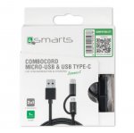 4smarts ComboCord MicroUSB + USB-C cable - качествен кабел за microUSB и USB-C стандарти 100 см. (черен) 3