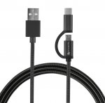 4smarts ComboCord MicroUSB + USB-C Metal Cable - качествен кабел с оплетка от неръждаема стомана за microUSB и USB-C стандарти 100 см. (черен) 2
