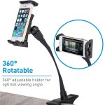 Macally Clip-On Mount Holder - универсална поставка за бюро и плоскости за мобилни устройства и таблети с ширина до 20 см. (черен) 2