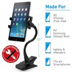 Macally Clip-On Mount Holder - универсална поставка за бюро и плоскости за мобилни устройства и таблети с ширина до 20 см. (черен) 5