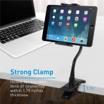 Macally Clip-On Mount Holder - универсална поставка за бюро и плоскости за мобилни устройства и таблети с ширина до 20 см. (черен) 1