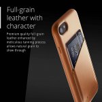 Mujjo Leather Wallet Case - кожен (естествена кожа) кейс с джоб за кредитна карта за iPhone XS, iPhone X (кафяв) 5