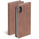 Krusell Sunne Folio Case - кожен калъф (ествествена кожа) тип портфейл за iPhone XS, iPhone X (кафяв) 4