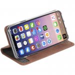 Krusell Sunne Folio Case - кожен калъф (ествествена кожа) тип портфейл за iPhone XS, iPhone X (кафяв) 5