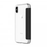 Incipio NGP Folio Case - удароустойчив хоризонтален кожен калъф, тип портфейл за iPhone XS, iPhone X (черен-прозрачен) 4