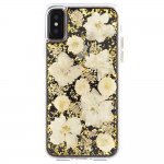 CaseMate Karat Petals Case - дизайнерски кейс с истински цветя и с висока защита за iPhone XS, iPhone X (златист) 4