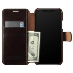 Verus Dandy Layered Case - кожен калъф, тип портфейл за iPhone XS, iPhone X (тъмнокафяв) 4
