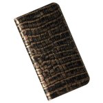 Verus Genuine Croco Diary Case - кожен калъф (естествена кожа), тип портфейл за iPhone XS, iPhone X (златист) 2