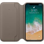 Apple Leather Folio Case - оригинален кожен (естествена кожа) калъф за iPhone X, iPhone XS (кафяв) 1