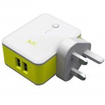 Kit 2in1 International Travel Charger with 3000mAh Powerbank - захранване за ел. мрежа с адаптори за цял свят и външна батерия (бял) 1
