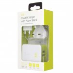 Kit 2in1 International Travel Charger with 3000mAh Powerbank - захранване за ел. мрежа с адаптори за цял свят и външна батерия (бял) 9
