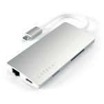 Satechi USB-C Aluminum Multiport 4K Adapter v2 - мултифункционален хъб за свързване на допълнителна периферия за компютри с USB-C (сребрист) 2