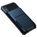 Verus Damda Folder Case - висок клас хибриден удароустойчив кейс с място за кр. карти за iPhone XS, iPhone X (тъмносин) 4