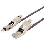 4smarts 6in1 ComboCord Cable - качествен многофункционален кабел за microUSB, Lightning и USB-C стандарти (сив) 1