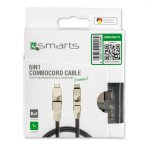 4smarts 6in1 ComboCord Cable - качествен многофункционален кабел за microUSB, Lightning и USB-C стандарти (сив) 5