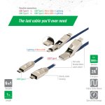 4smarts 6in1 ComboCord Cable - качествен многофункционален кабел за microUSB, Lightning и USB-C стандарти (сив) 4