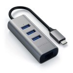 Satechi USB-C 2-in-1 Ethernet & USB Hub - 3-портов USB хъб и Gigabit Ethernet порт за MacBook и устройства с USB-C (тъмносив) 1