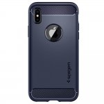 Spigen Rugged Armor Case - термополиуретанов кейс с най-висока степен на защита за iPhone XS, iPhone X (тъмносин) 2