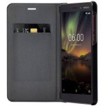 Nokia Slim Flip Case CP-308 - оригинален кожен калъф с отделение за кр. карта за Nokia 6 (2018) (черен) 2