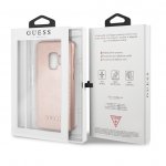 Guess Iridescent Leather Hard Case - дизайнерски кожен кейс за Samsung Galaxy S9 (розово злато) 3
