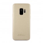 Guess Iridescent Leather Hard Case - дизайнерски кожен кейс за Samsung Galaxy S9 (златист) 2