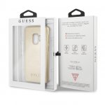 Guess Iridescent Leather Hard Case - дизайнерски кожен кейс за Samsung Galaxy S9 (златист) 3
