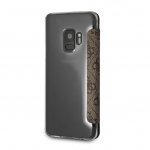 Guess Flower Desire Booktype Case - дизайнерски кожен калъф, тип портфейл за Samsung Galaxy S9 (кафяв) 4