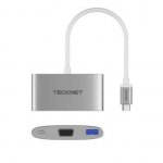 TeckNet TPD001 USB-C to VGA Multiport Adapter - адаптер за свързване от USB-C към VGA, USB-C и USB-A 3.0 1