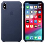 Apple iPhone Leather Case - оригинален кожен кейс (естествена кожа) за iPhone XS Max (тъмносин) 1