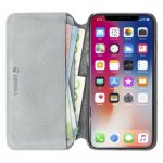 Krusell Broby 4 Card Slim Wallet Case - велурен калъф, тип портфейл за iPhone XS Max (сив) 4