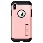 Spigen Slim Armor Case - хибриден кейс с поставка и най-висока степен на защита за iPhone XS, iPhone X (розово злато) 3