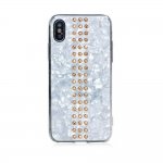Bling My Thing Stripe TPU Gold Swarovski - силиконов (TPU) калъф с кристали Сваровски за iPhone XS, iPhone X (бял) 1