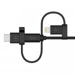 Belkin Universal Cable with Micro-USB, USB-C and Lightning Connectors - качествен USB кабел с Lightning, microUSB и USB-C конектори (черен) 2