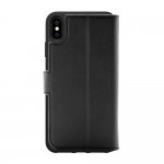 Bugatti Zurigo Full Grain Folio Case - хоризонтален кожен (естествена кожа) калъф с поставка и 4 отделения за кр. карти за iPhone XS Max (черен) 1