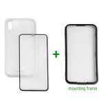 4smarts 360° Premium Protection Set with Easy-Assist - тънък силиконов кейс и стъклено покритие с черна рамка и извити ръбове за дисплея на iPhone XR (с рамка за поставяне) (прозрачен) 1