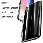 Baseus Glass Sparkling Case - силиконов (TPU) калъф със стъклен гръб за iPhone X (черен) 1