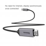 Baseus USB-C to HDMI Cable - кабел за свързване от USB-C към HDMI за устройства с USB-C порт (черен) 1